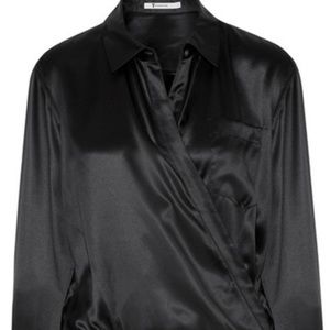 Wrap-effect silk-charmeuse bodysuit